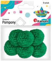 Opakowanie Pompony włóczkowe 3cm zielone 6szt.