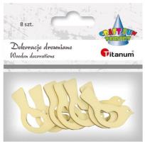 Opakowanie Drewniane dekoracje ptaszki 36x18mm ażurowe 8szt
