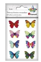 Opakowanie Drewniane motyle 3D guziki na piance mix 8szt