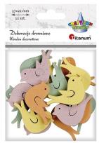 Opakowanie Drewniane ptaszki 37x22mm pastelowe 12szt