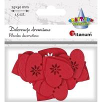 Opakowanie Drewniane serca czerwone 29x30mm 15szt