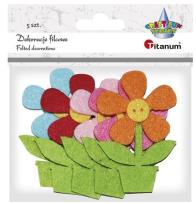 Opakowanie Filcowe kwiatki w doniczkach 47x70 mm 5szt