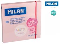 Opakowanie Karteczki samoprzylepne różowe Milan super sticky pastel 76 x 76, 90 sztuk