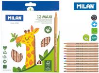 Opakowanie Kredki trójkątne Maxi Natural 12 kolorów MILAN