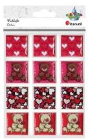 Opakowanie Naklejki wypukłe miękkie serca kw. misie 12szt