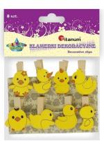 Opakowanie Ozdoba drewniana Klamerki kurczak/kaczka mix 8szt