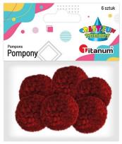 Opakowanie Pompony włóczkowe 3cm ciemnoczerwone 6szt