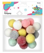 Opakowanie Pompony włóczkowe 3cm kolory pastelowe jasne 18szt