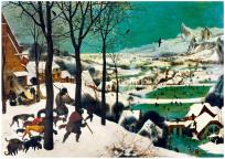 Opakowanie Puzzle 1000 Myśliwi na śniegu, Brurghel