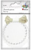Opakowanie Zawieszki papierowe okrągłe z falbanką białe 20szt