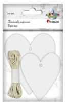 Opakowanie Zawieszki papierowe serca białe mix 20 szt