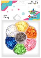 Opakowanie Zestaw cekiny 7mm okrągłe + szpilki 15mm mix