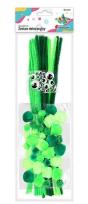 Opakowanie Zestaw druciki, pompony, oczka zielone 80szt