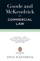 Okładka książki Goode and McKendrick on Commercial Law 6th Edition