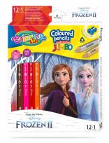 Opakowanie Kredki ołówkowe trójkątne jumbo Colorino Kids 13 kolorów 12 sztuk z temperówką Frozen