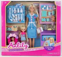 Opakowanie Lalka Anlily 30 cm weterynarz + dziecko + pies