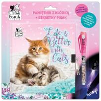 Opakowanie Pamiętnik z kłódką+sekretny pisak Cleo i Frank 26 kot