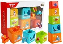 Opakowanie Piramidka Kubeczki Kwadrat z Obrazkami Pojazdów Sorter dla Niemowlaka