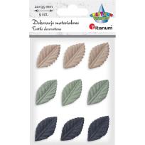 Opakowanie Liście materiałowe tłoczone 3D 20x35mm mix 9szt