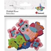 Opakowanie Naklejki filcowe 3D sowy, ptaszki, kwiaty 10szt