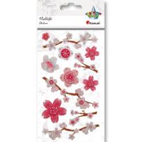 Opakowanie Naklejki foliowo-papier. 3D kwiaty wiśni mix 12szt