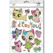 Opakowanie Naklejki wypukłe miękkie kotki mix 9szt