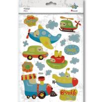 Opakowanie Naklejki wypukłe miękkie pojazdy mix 18szt