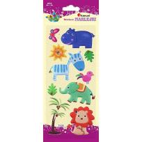 Opakowanie Naklejki wypukłe miękkie zwierzęta safari 10szt