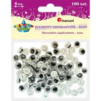 Opakowanie Oczy - guziki bez rzęs 8mm okrągłe 100szt