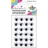 Opakowanie Oczy samoprzylepne z rzęsami 15mm okrągłe 24szt