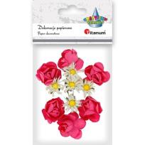 Opakowanie Papierowe róże i rumianki na druciku 25mm 11szt