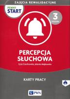 Okładka książki Pewny start Zajęcia rewalidacyjne Percepcja słuchowa Karty pracy z płytą CD poziom 3