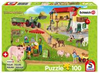 Opakowanie Puzzle 100 Schleich Ekologiczna żywność + figurka