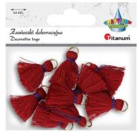 Opakowanie Zawieszki frędzle z muliny czerwone 10szt