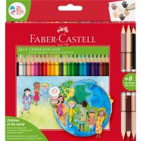 Opakowanie Kredki ołówkowe trójkątne Faber-Castell edycja Children Of The World 24 kolory + 3 kredki dwustronne