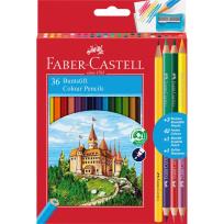 Opakowanie Kredki ołówkowe Zamek Faber-Castell 36 kolorów +3 kredki dwustronne+ołówek+temperówka