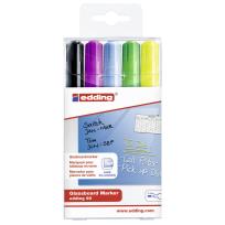 Opakowanie Marker edding do tablic szklanych czarny + mix kolorów, etui 5szt