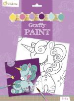 Opakowanie Podobrazie z nadrukiem + farbki + pędzel - Jednorożec 20x20 cm