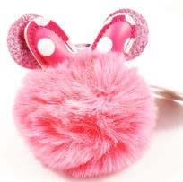 Opakowanie Brelok Pompon, kokarda, kropki, ciemny róż