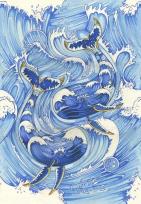 Opakowanie Karnet A134 B6 + koperta Wieloryby