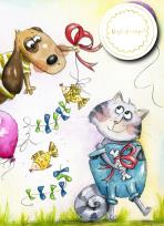 Opakowanie Karnet B6 z dowieszką pies i kot