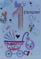 Opakowanie Karnet Przestrzenny B6 Roczek dziewczynka wózek