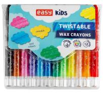 Opakowanie Kredki świecowe wykręcane 12 kolorów EASY