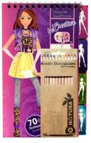 Opakowanie Zestaw malowanka kreatywna Stylistka z naklejkami + 12 kredek