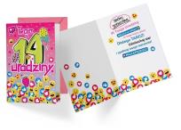 Opakowanie Karnet PR-337 Urodziny 14 dziewczynka