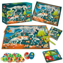 Opakowanie Puzzle 54 z grą edukacyjną i lupą Detective dino museum RK1080-05
