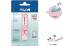 Opakowanie Temperówko - gumka Milan STICK + EDITION różowa na blistrze