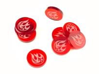 Opakowanie Znaczniki akryl czerw ogień okrągłe 20x30mm 10szt