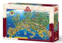 Opakowanie Puzzle 2000 Mapa z zabytkami Europy