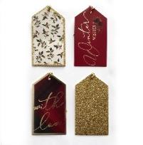 Opakowanie Tagi prezentowe z brokatem kpl.8szt.